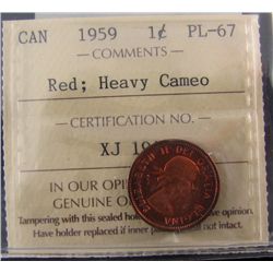 1959 1¢ ICCS PL67 Heavy Cameo.Catalogue Value:  750