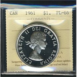 1961 $1 ICCS PL66 Heavy Cameo.Catalogue Value:  450