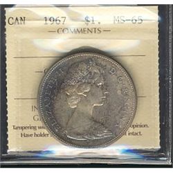 1967 $1 ICCS MS65.  Gem rainbow shades.Catalogue Value:  425