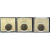 Image 1 : 1989 $1 Loon, 1992 Confed & 1994 Remeberance ICCS MS65.  Lot of 3 coins.Catalogue Value:  125