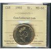 Image 1 : 1992 $1 Confederation ICCS MS66.Catalogue Value:  100