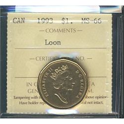 1993 $1 Loon ICCS MS66.Catalogue Value:  100