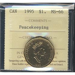 1995 $1 Peacekeeping ICCS MS66.Catalogue Value:  150