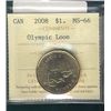 Image 1 : 2008 $1 Olympic Loon ICCS MS66.Catalogue Value:  150