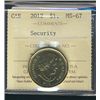 Image 1 : 2012 $1 Security ICCS MS67.Catalogue Value:  200