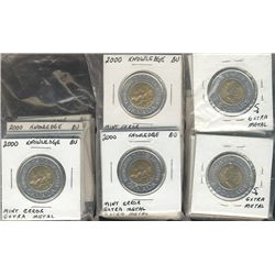 2000 $2 Knowledge Varieties.  Lot of approx 35 pcs all Mint errors with extra metal.  BU.Catalogue V