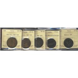 Tokens; Br#529 PC-3, Br#720 PC-5B2, Br#979 WE-8A2 & Br#1010 UC-4A2 & Br# 579.  Lot of 5 pcs all ICCS