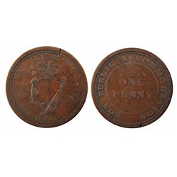 Token# Br#975 AM-2 1805 Hibernia, For Public Accomodation Token.  F/VF, with light cut in upper rim.
