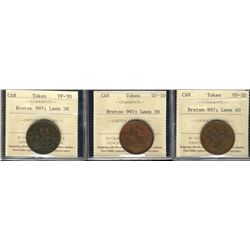 Tokens; Br#997 Lees 38, 39 & 40 ICCS VF30.  Lot of 3 coins