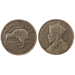 New Zealand 1936 Florin PCGS AU53.  Brilliant and lustrous. Seldom offered in this condition.