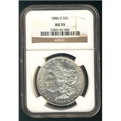 USA 1886-O $1 NGC AU55.  Brilliant and lustrous coin.