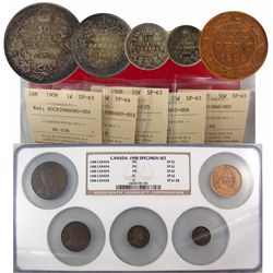 RCM Specimen Set 1908.  Complete set in NGC Special Grading Holder.  All coins grade SP62 with excep