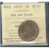 Image 1 : Nfld 1917c 1¢ ICCS MS63RB.  Nice 50% red lustre.