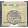 Image 1 : Nfld 1919c 50¢ ICCS AU58.  Lustrous.