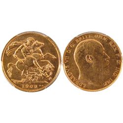 1909c Gold Soveriegn PCGS MS62.