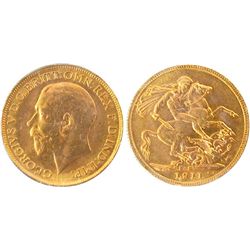 1911c Gold Sovereign ICCS MS65.  Well struck with exceptional surfaces and clean fields.  The coin h