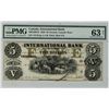 Image 1 : The International Bank of Canada; 1858 $5 #15119 CH-380-10-08-16a PMG CH UNC63 Minor Ink burn.