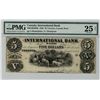 Image 1 : The International Bank of Canada; 1858 $5 CH-380-10-02-08R PMG VF25 Net. Tears.