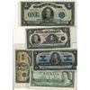 Image 1 : 1923 25¢ DC-24c, $1 DC-25j, 1935 $1 BC-1 Ltr A, 1937 $5 BC-23b & 1954 $1 L-B.  Lot of 5 notes Fine t