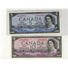 Image 1 : 1954 $5 BC-31b & $10 BC-32a.  Lot of 2 DF's notes EF to AU.
