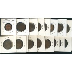 1859-1901(21) 1¢, 1902-1920(20) complete date set & 1949.  Mainly VG to EF.