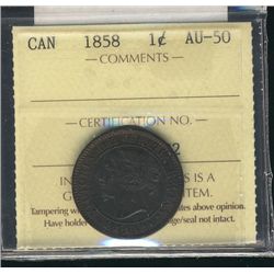 1858 1¢ ICCS AU50.