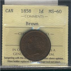 1858 1¢ ICCS MS60BN.  A lovely example.