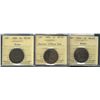 1888 1¢, 1886 Obv 2 & 1896 all ICCS MS60BN to Trace red.  Lot of 3 coins.
