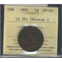 1891 1¢ LL SD Obv 2 ICCS EF40.