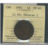 1891 1¢ LL SD Obv 2 ICCS EF40.