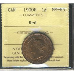 1900H 1¢ ICCS MS65RD. Full red.  Looks better than the grade assigned.  Superb Gem.