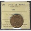 Image 1 : 1918 1¢ ICCS MS65RD.  Deep red and lustrous example.