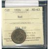 Image 1 : 1924 1¢ ICCS MS63RD.  Key date issue 75% red.