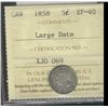 Image 1 : 1858 5¢ Large Date ICCS EF40.  Nice variation type tougher to find in higher conditions.