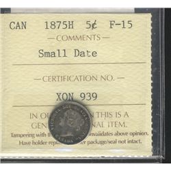 1875H 5¢ Sml Dt ICCS F15.