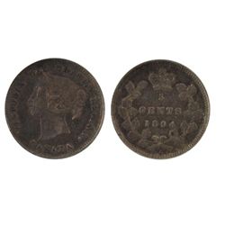 1894 5¢ ANACS AU50. Nice intensely toned example.