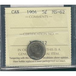 1904 5¢ ICCS MS62.  A nice example.