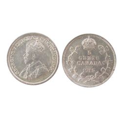 1915 5¢ CCCS AU55. Designated with Dbl reverse lettering, rim nick.