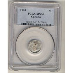 1920 5¢ PCGS MS64.