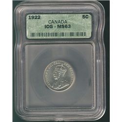 1922 5¢ ICG MS63.  PQ lustre for grade.