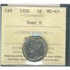 Image 1 : 1926 5¢ Nr ICCS MS63.  Well struck with nice fields.
