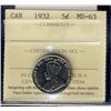 Image 1 : 1932 5¢ ICCS MS63.   A popular date and tough coin for grade.