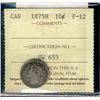 Image 1 : 1875H 10¢ ICCS F12.  Key date.