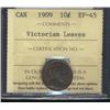 Image 1 : 1909 10¢ Vic Lvs ICCS EF45.  Lustrous.
