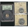 Image 1 : 1937 10¢ PCGS MS64, 1954 25¢ ICCS MS63 & 1951 50¢ ICCS MS64.  Lot of 3 third party graded coins.