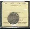 Image 1 : 1935 25¢ ICCS MS65.  Subdued shades of grey and brown with surprising underlying lustre.