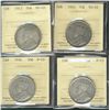 Image 1 : 1912 50¢, 1914 VG10 & 1934, 1936 F12.  Lot of 4 ICCS coins.