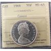 Image 1 : 1966 50¢ ICCS MS65 Cameo.