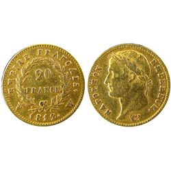 France 1812W 20 Francs Gold coin.  VF in grade. (,1867)