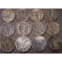 US; Franklin Mint Vista Christi Medals.  Inlcudes 12 pcs all Sterling Silver.  Medals are dedicated 